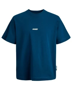 Velké pánské tričko s krátkým rukávem s potiskem na zádech Jack & Jones 12297261 tmavě modré