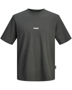 Velké pánské tričko s krátkým rukávem s potiskem na zádech Jack & Jones 12297261 tmavě šedé