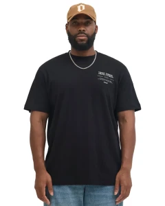 Velké pánské tričko s krátkým rukávem s výrazným potiskem na zádech Jack & Jones 12279891 černé