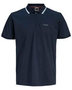 Velké pánské polo tričko se zipem Jack & Jones 12297139 tmavě modré