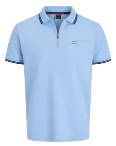 Velké pánské polo tričko se zipem Jack & Jones 12297139 světle modré