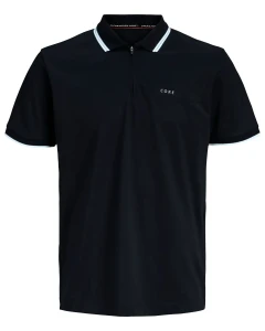 Velké pánské polo tričko se zipem Jack & Jones 12297139 černé