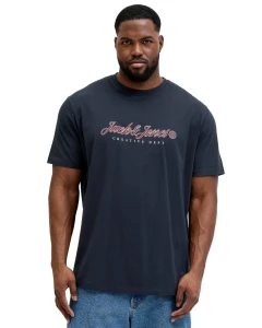 Velké pánské tričko s krátkým rukávem s potiskem Jack & Jones 12297272 tmavě modré