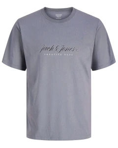 Velké pánské tričko s krátkým rukávem s potiskem Jack & Jones 12297272 šedá 