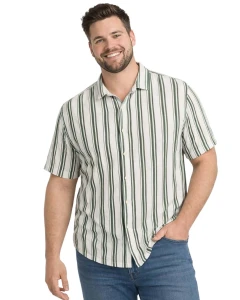 Velká pánská bavlněná košile s krátkým rukávem pruhovaná s límečkem Jack & Jones 12294572 khaki