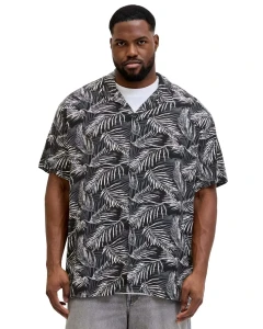 Velká pánská vzorovaná košile s krátkým rukávem Jack & Jones 12294290 černá