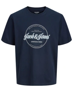 Pánské tričko ve velké velikosti s potiskem Jack & Jones 12294516 tmavě modré