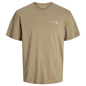 Velké pánské tričko s potiskem na zádech t-shirt Jack & Jones 12275785 světle hnědý