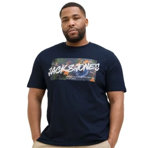 Velké pánské tričko s potiskem a nápisem Jack & Jones 12275757 tmavě modrá