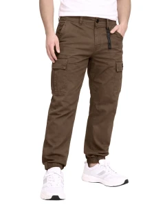 Velké pánské cargo kalhoty se stahovacími manžetami Double Urban Outfitters CCP-4013 hnědé