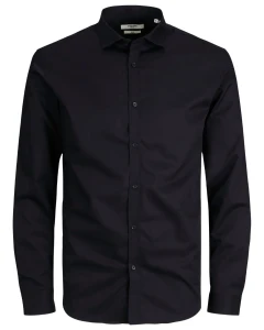 Velká pánská košile s dlouhým rukávem jednobarevná Jack & Jones 12235157 černá