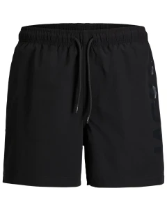 Velké pánské koupací šortky hladké s nápisem Jack & Jones 12297961 černá