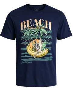 Velké pánské tričko s krátkým rukávem s potiskem Jack & Jones 12295990 tmavě modré