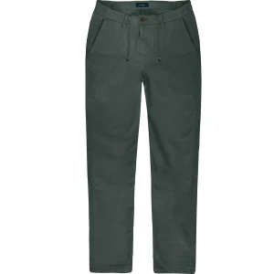 Velké pánské lněné chino kalhoty s rovnou nohavicí Double Urban Outfitters CP-4043 tmavě zelené