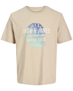 Velké pánské tričko s potiskem Jack & Jones 12295978 béžové