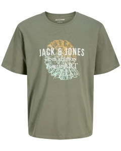 Velké pánské tričko s potiskem Jack & Jones 12295978 khaki