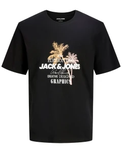 Velké pánské tričko s potiskem Jack & Jones 12295978 černá
