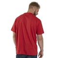t-shirt czerwony gladki do kazdej stylizacji dla puszystych modnych duzych panow