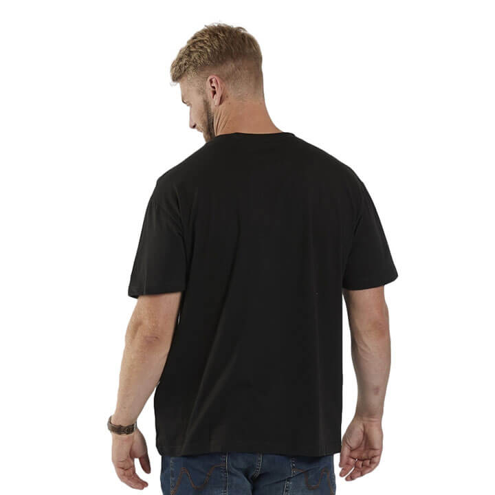 t-shirt czarny gladki do kazdej stylizacji dla puszystych modnych duzych panow