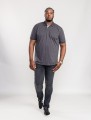 koszulka z kolnierzykiem na guziki meska plus size duze rozmiary D555 szara 5XL 6XL 7XL 8XL