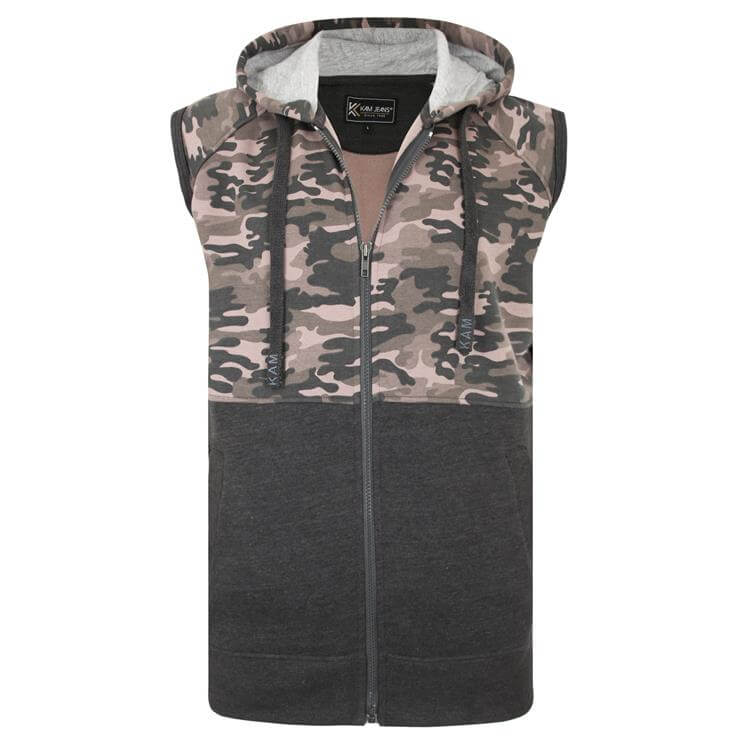 kamizelka bezrekawnik dla duych mezczyzn plus size 3XL 4XL 5XL 6XL 7XL 8XL KAM moro grafit z kapturem